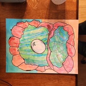 Clam Pearl Oil Pastel Watercolor Painting